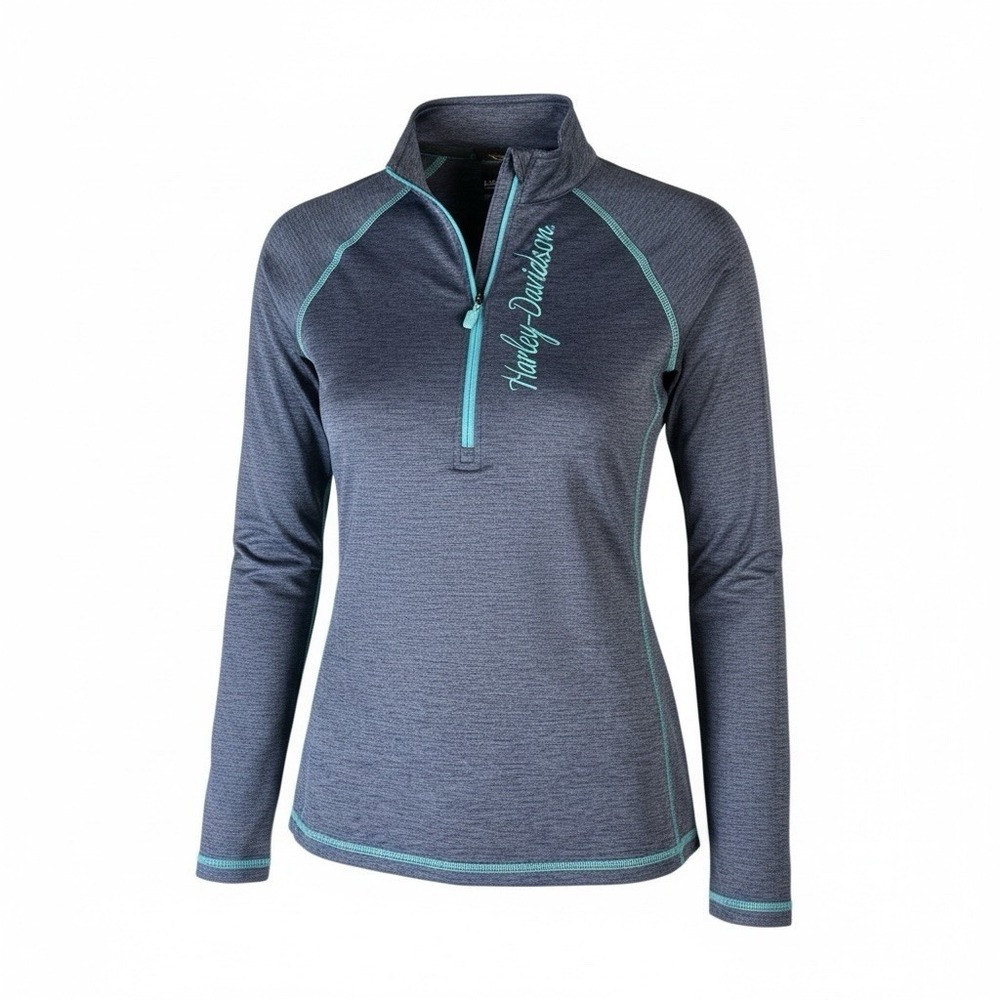 Harley Davidson Women's Half Zip Sweater Blue Size Medium